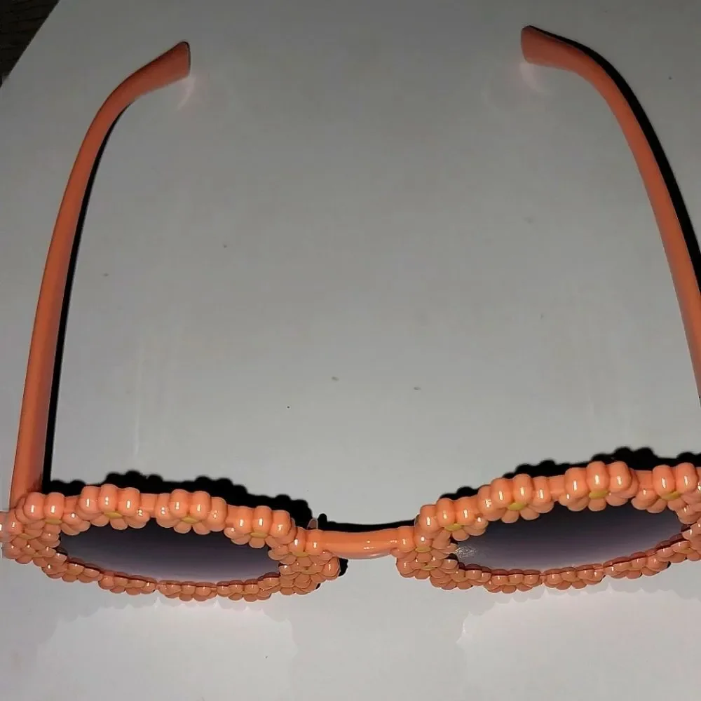 Orange Super cute floral rim kids sunglasses